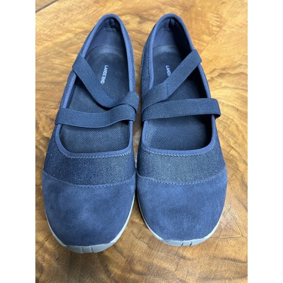 Lands End Woman’s 11 D Navy Blue Suede Mary Jane Slip On Walking Comfort Shoes - Picture 8 of 9